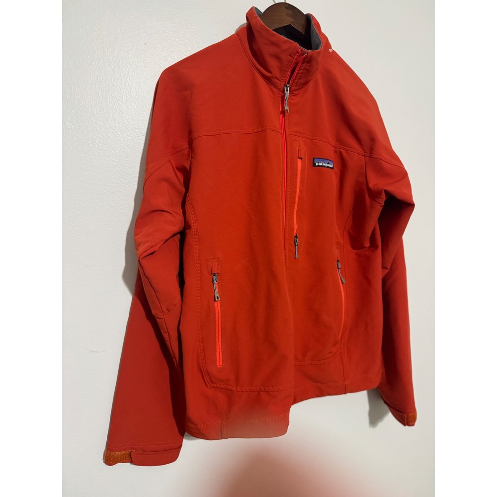 Patagonia Adze Softshell Jacket Mens Small Rust Windproof Full Zip Fleece Lined - Picture 2 of 10